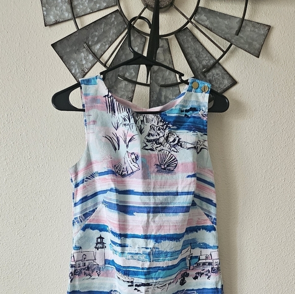 Talbots Beachy Cotton Striped Sleeveless Sheath Shift Dress Size 2. - Picture 3 of 11